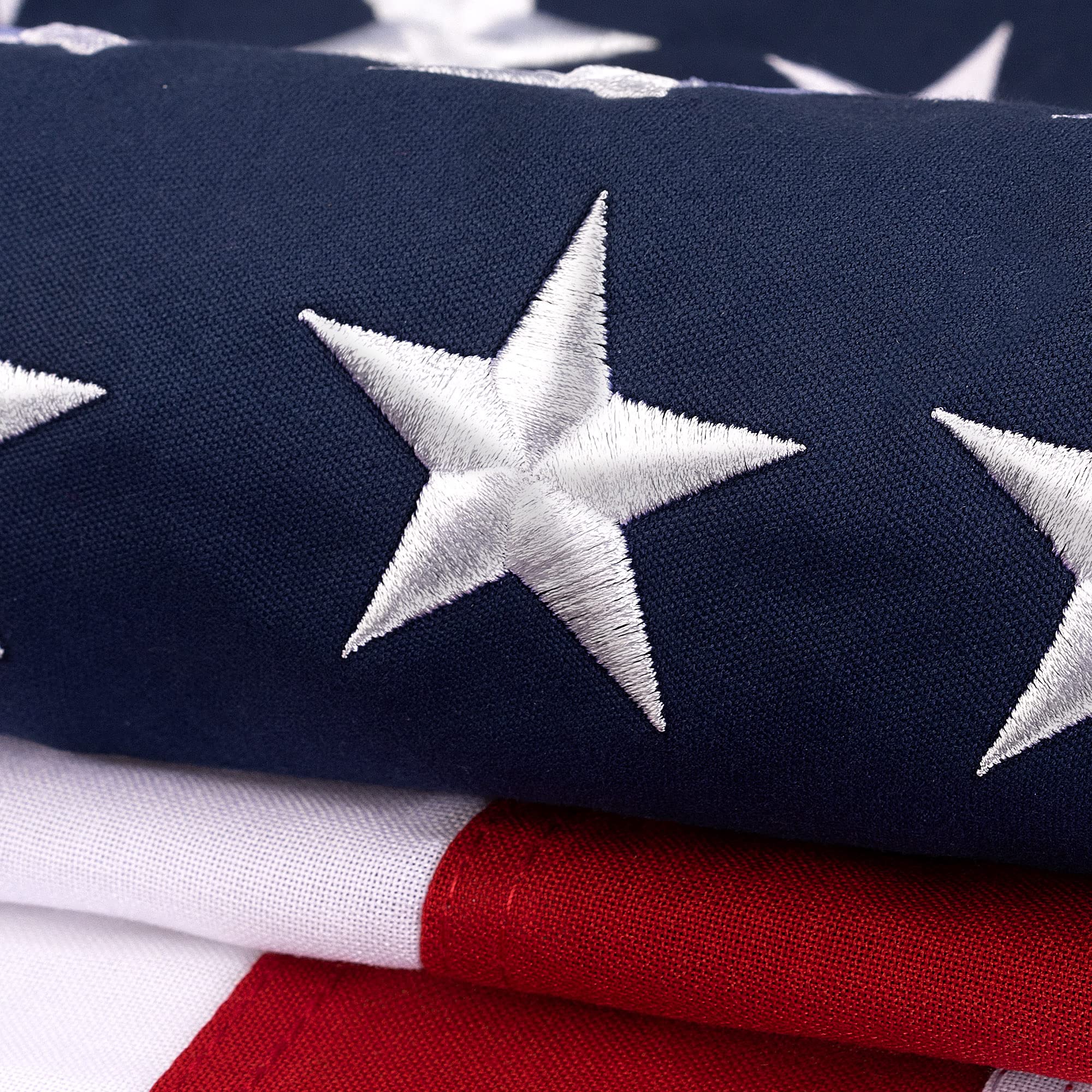 DANF Memorial American Flag 5x9.5 ft Burial Flag 100% Heavy Duty Cotton for Veteran,Embroidered Stars, Sewn Stripes,Brass Grommets US USA Military Flags for Display Case
