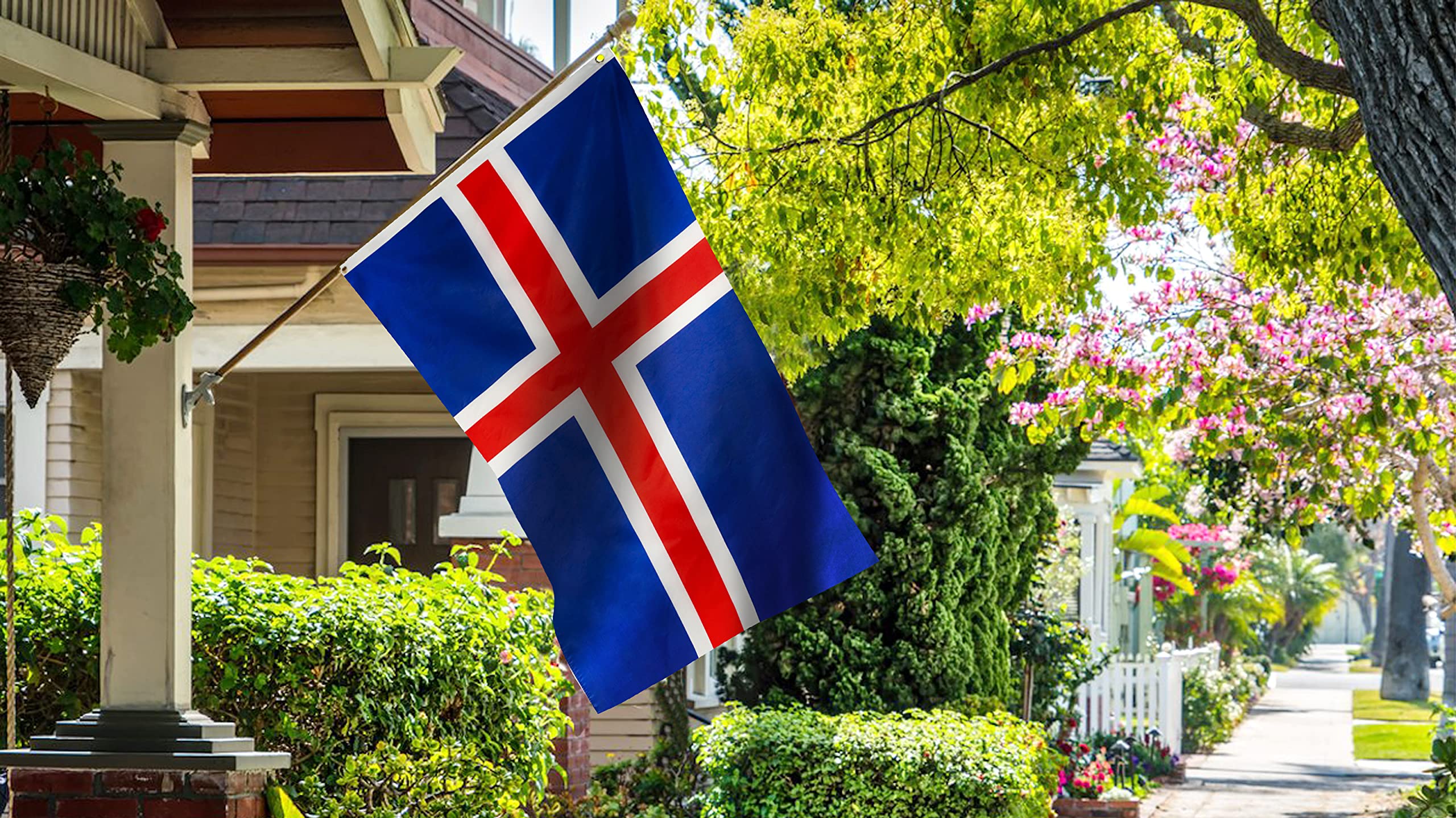 DANF Iceland Flag 3x5 Foot Polyester Icelandic National Flags Polyester with Brass Grommets 3 X 5 Ft