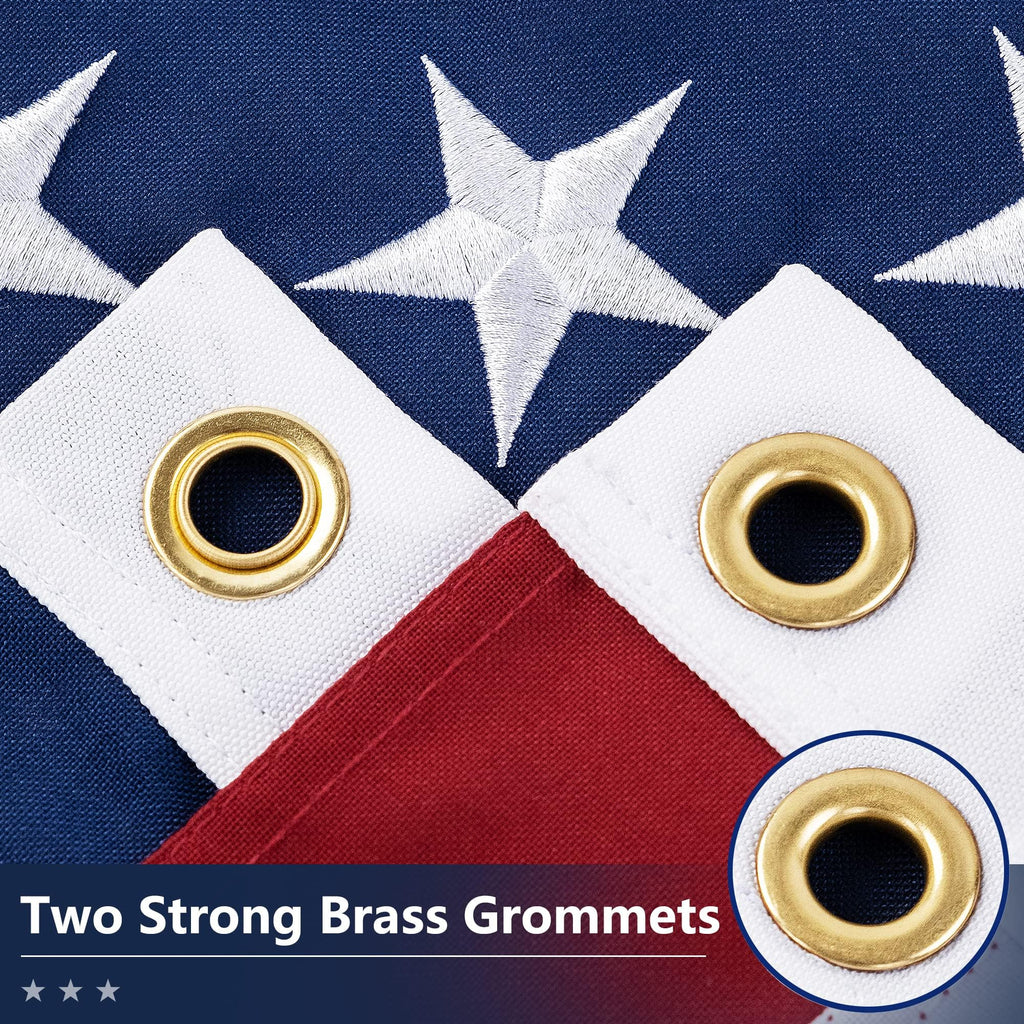 American Flag for Outside 3x5 Ft - TearProof Series Outdoor Use US Flags - Long Lasting, Fade Resistant - Thick Spun Polyester USA Banner - High Wind United States Flag - Embroidered Stars, Sewn Stripes, Brass Grommets