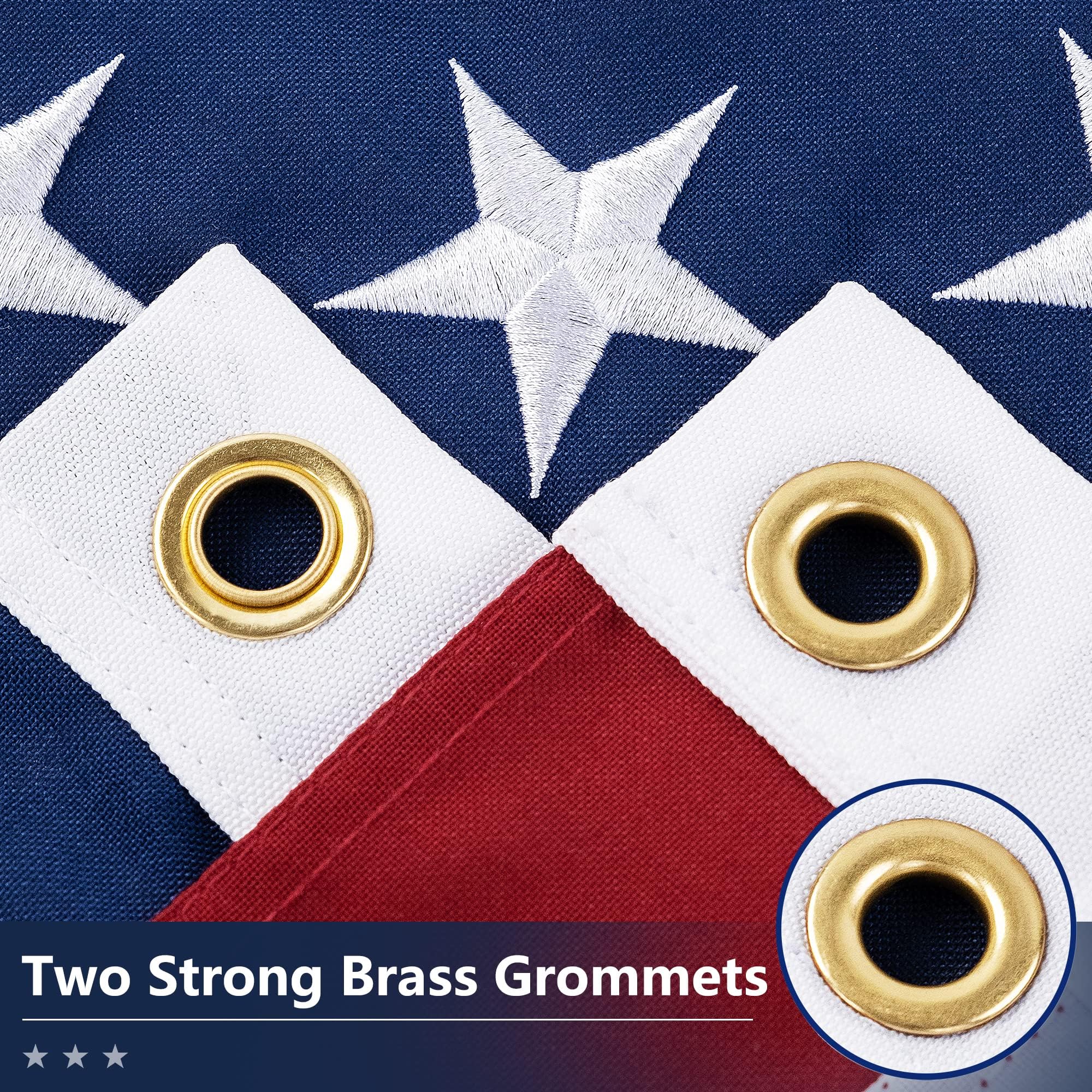 American Flag for Outside 3x5 Ft - TearProof Series Outdoor Use US Flags - Long Lasting, Fade Resistant - Thick Spun Polyester USA Banner - High Wind United States Flag - Embroidered Stars, Sewn Stripes, Brass Grommets