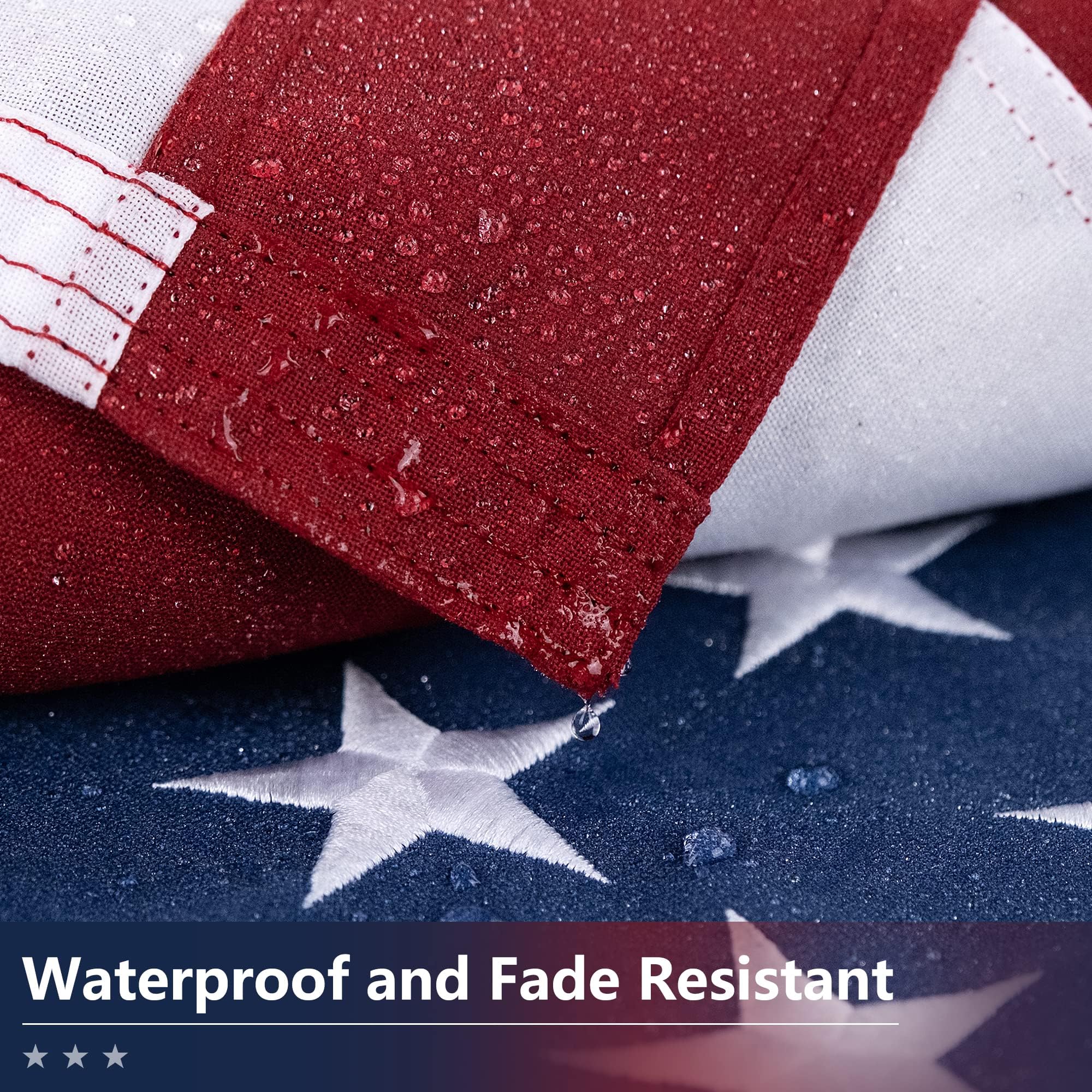 American Flag for Outside 3x5 Ft - TearProof Series Outdoor Use US Flags - Long Lasting, Fade Resistant - Thick Spun Polyester USA Banner - High Wind United States Flag - Embroidered Stars, Sewn Stripes, Brass Grommets