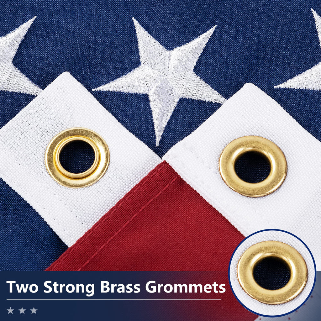 American Flag for Outside 3x5 Ft - TearProof Series Outdoor Use US Flags - Long Lasting, Fade Resistant - Thick Spun Polyester USA Banner - High Wind United States Flag - Embroidered Stars, Sewn Stripes, Brass Grommets