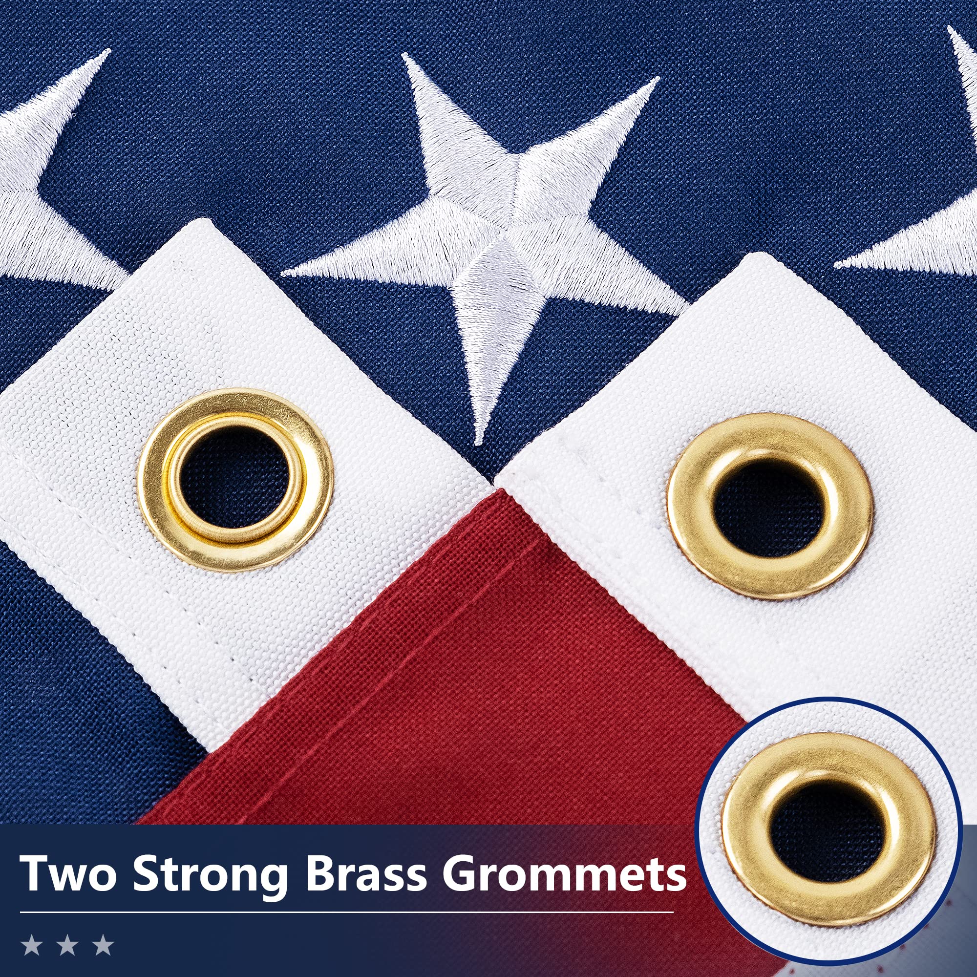 American Flag for Outside 3x5 Ft - TearProof Series Outdoor Use US Flags - Long Lasting, Fade Resistant - Thick Spun Polyester USA Banner - High Wind United States Flag - Embroidered Stars, Sewn Stripes, Brass Grommets