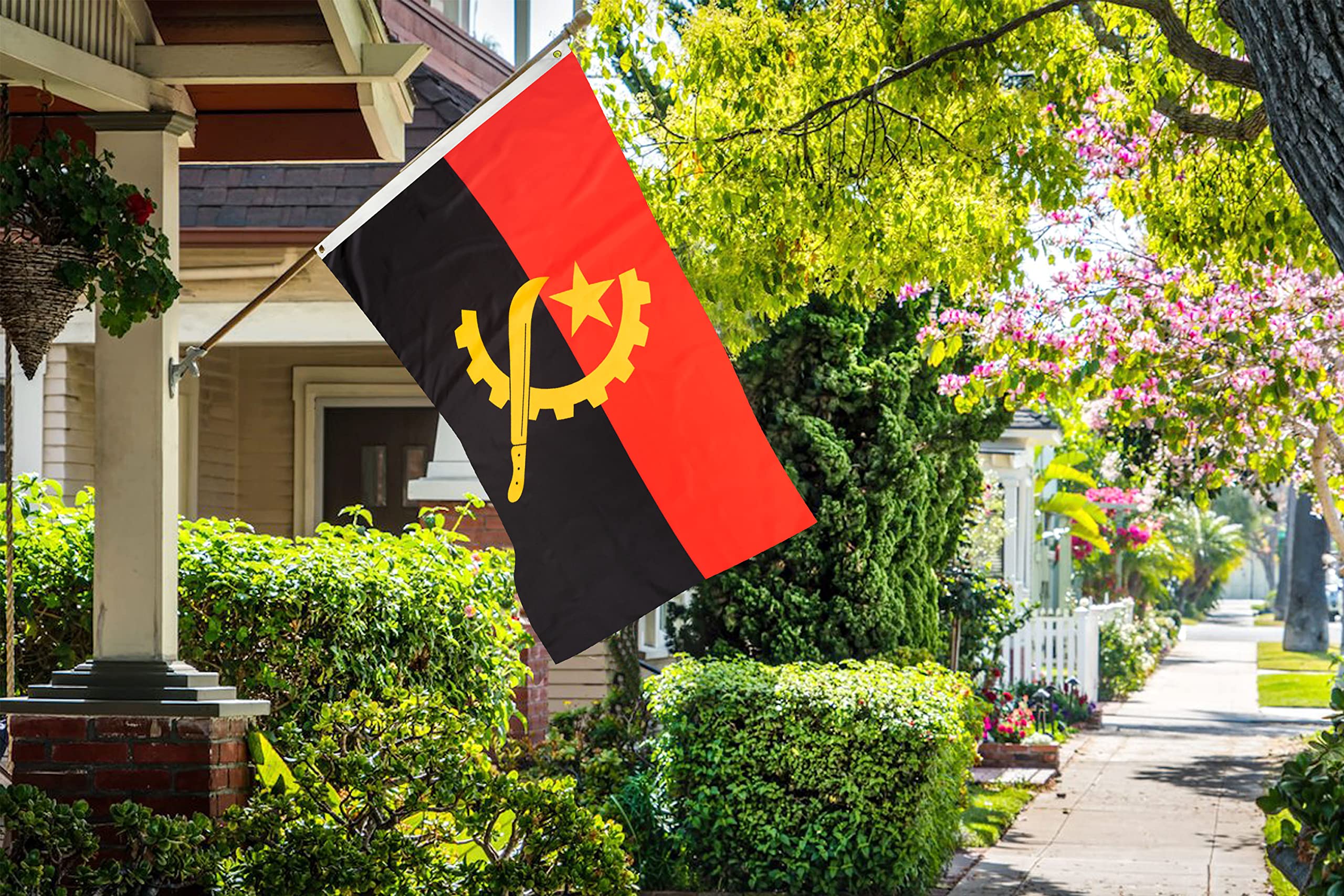 DANF Angola Flag 3x5 Ft Thick Polyester, Fade Resistant, Brass Grommets, Canvas Header Angolan National Flags with 3 X 5 Feet