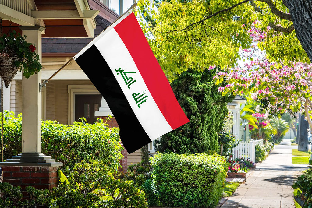 DANF Iraq Flag 3x5 Ft Thick Polyester, Fade Resistant, Brass Grommets, Canvas Header, Double Sided Iraqi National Flags Polyester with Brass Grommets 3x5 Foot Flag