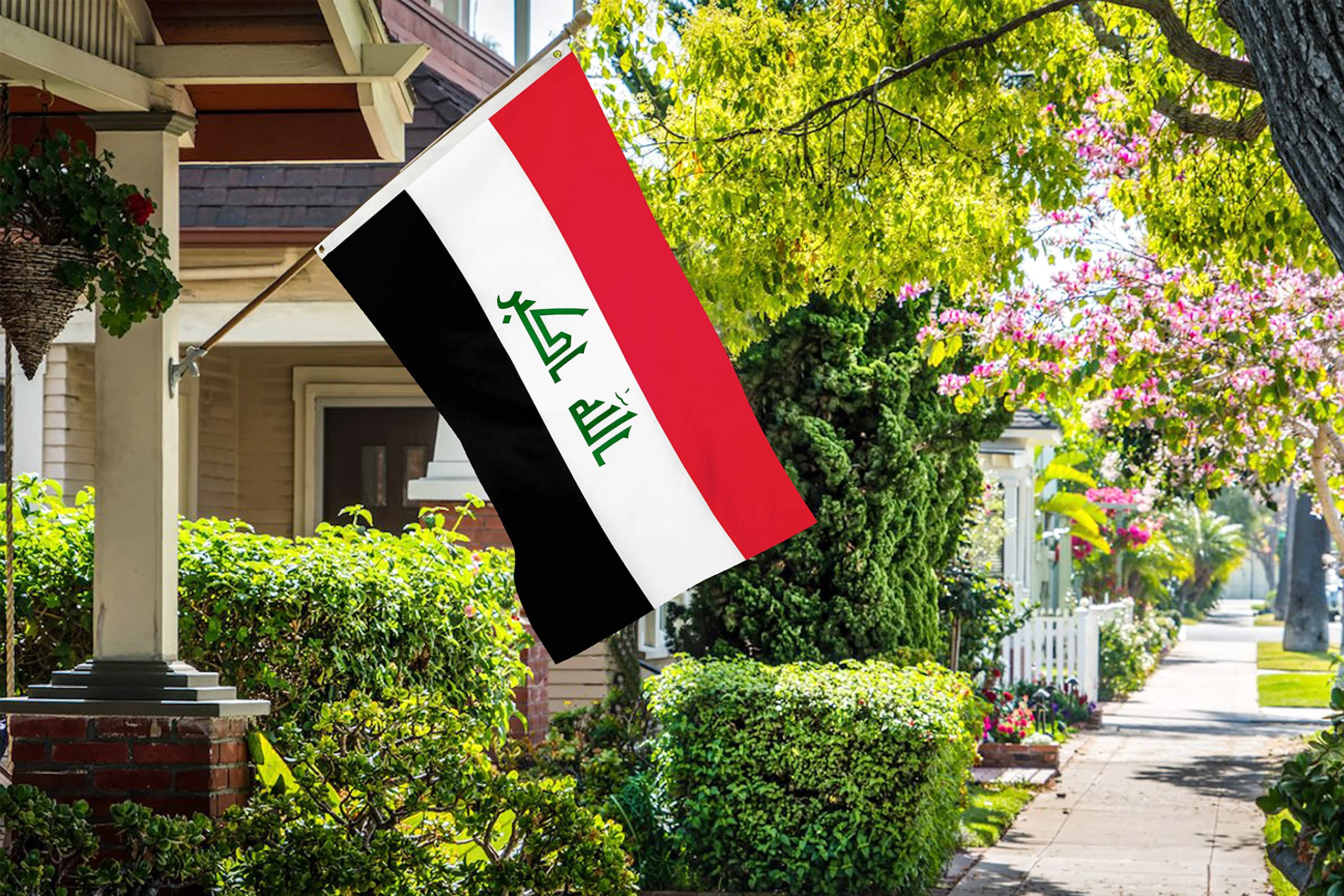 DANF Iraq Flag 3x5 Ft Thick Polyester, Fade Resistant, Brass Grommets, Canvas Header, Double Sided Iraqi National Flags Polyester with Brass Grommets 3x5 Foot Flag