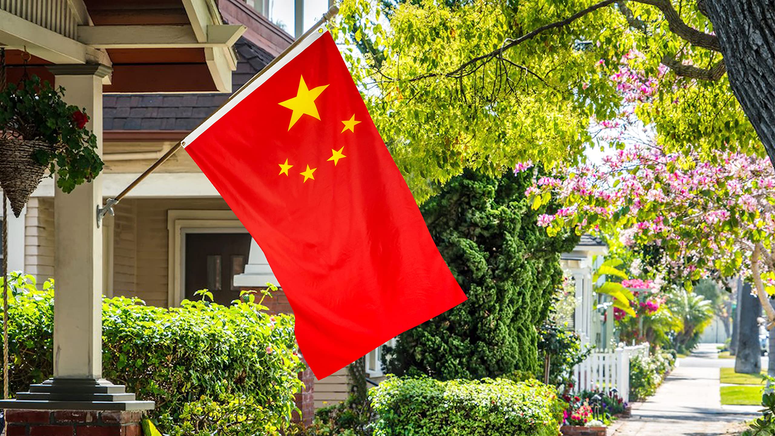 DANF China Flag 3x5 Ft Thick Polyester, Fade Resistant, Brass Grommets, Canvas Header, Double Sided Chinese National Flags 3x5 Feet