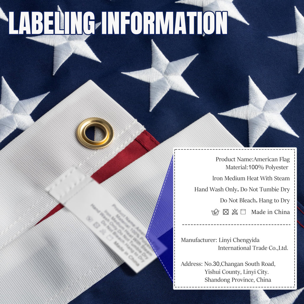 American Flag for Outside 3x5 Ft - TearProof Series Outdoor Use US Flags - Long Lasting, Fade Resistant - Thick Spun Polyester USA Banner - High Wind United States Flag - Embroidered Stars, Sewn Stripes, Brass Grommets