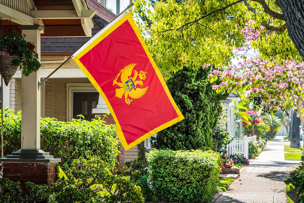 DANF Montenegro Flag 3x5 Ft Thick Polyester, Fade Resistant, Brass Grommets, Canvas Header Montenegrin National Flags with 3 X 5 Feet