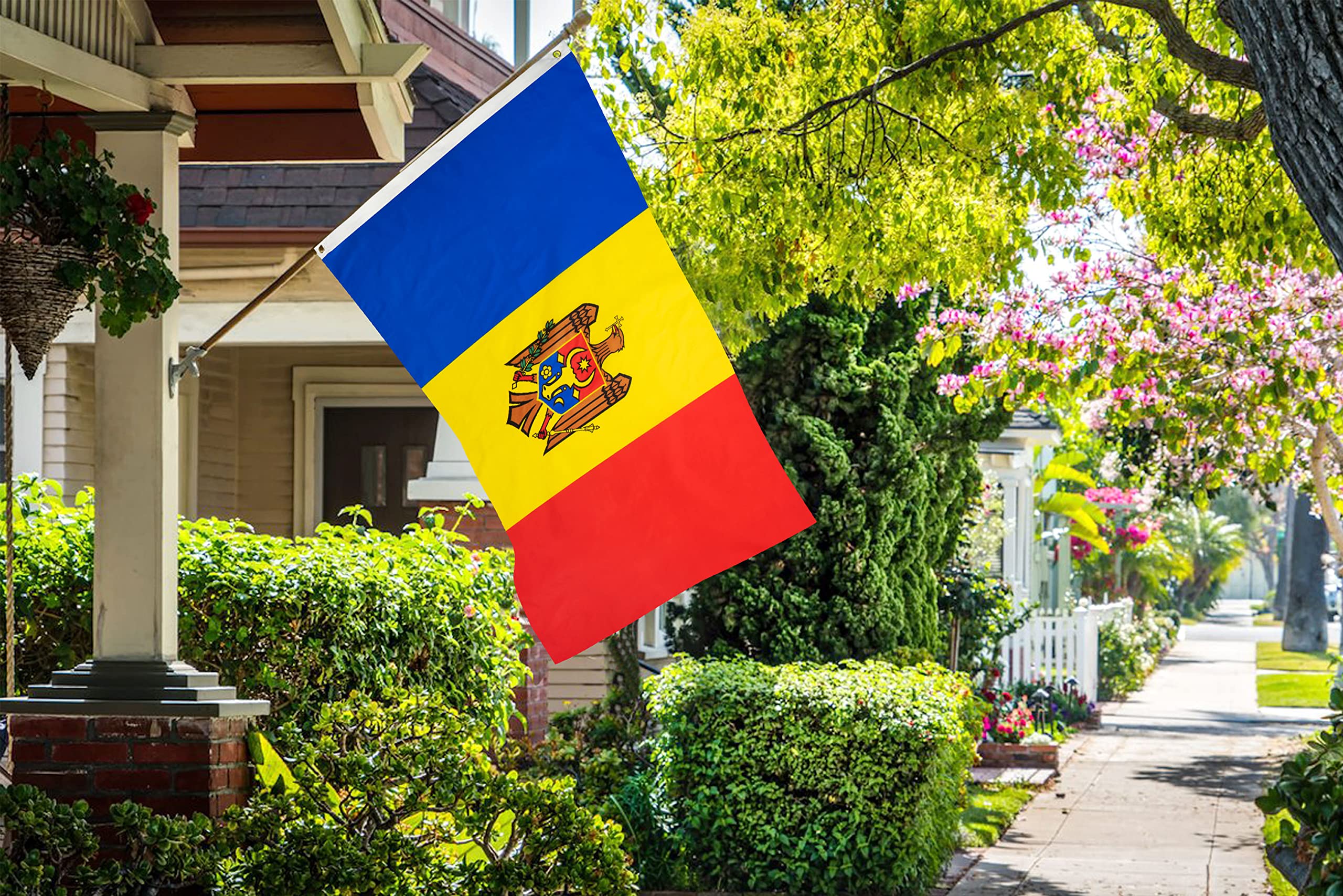 DANF Moldova Flag 3x5 Ft Thick Polyester, Fade Resistant, Brass Grommets, Canvas Header Republic of Moldova National Flags with 3 X 5 Feet